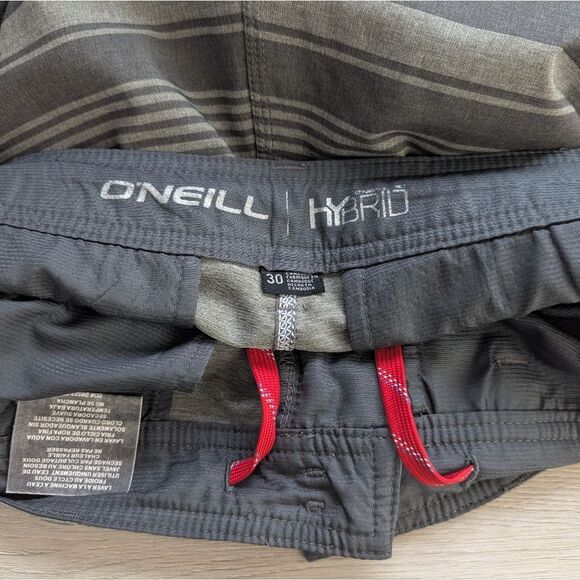 O'Neill Hybrid Men's Gray Striped Board Shorts Waist 30 - Picture 6 of 8